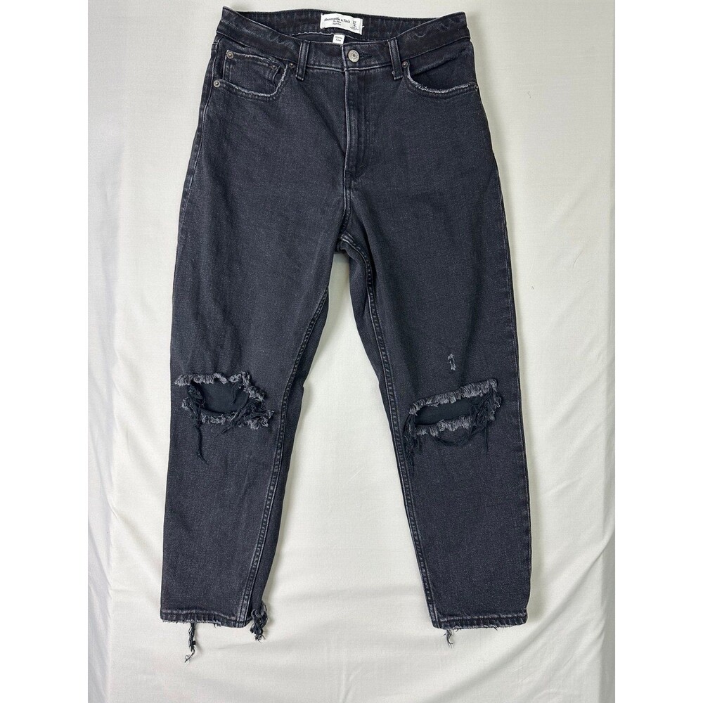 Abercrombie and Fitch Curve Love High Rise Mom Jeans Black Size 4 27